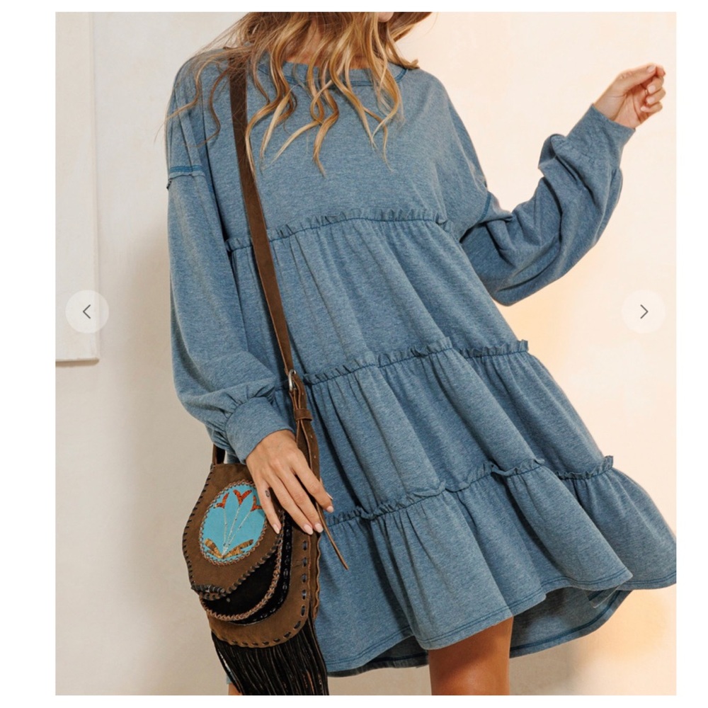 26 Boho Ruffle Detail Tiered Tunic Dress